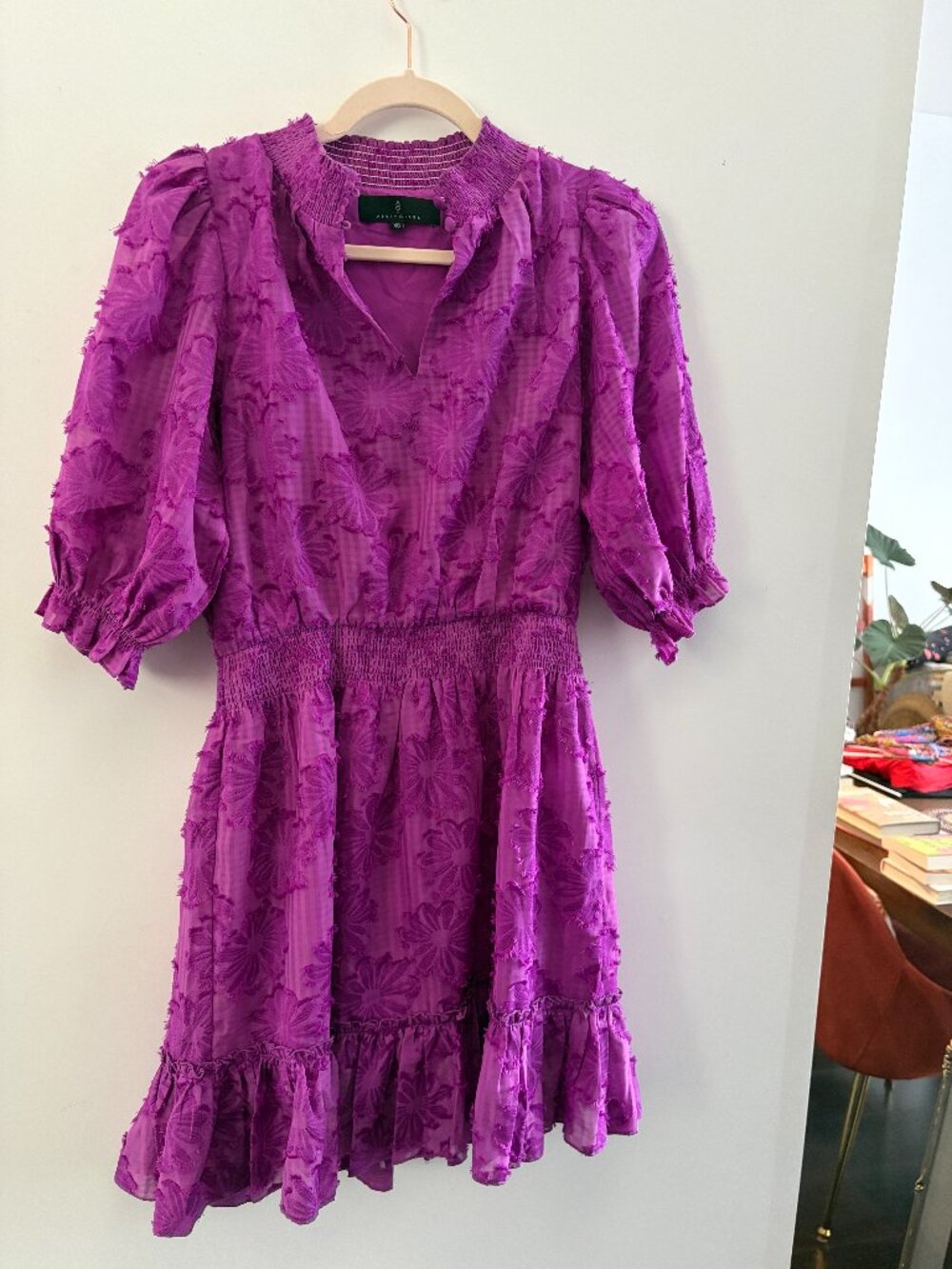 Abbey Glass magenta 3/4 sleeve minidress SZ XS